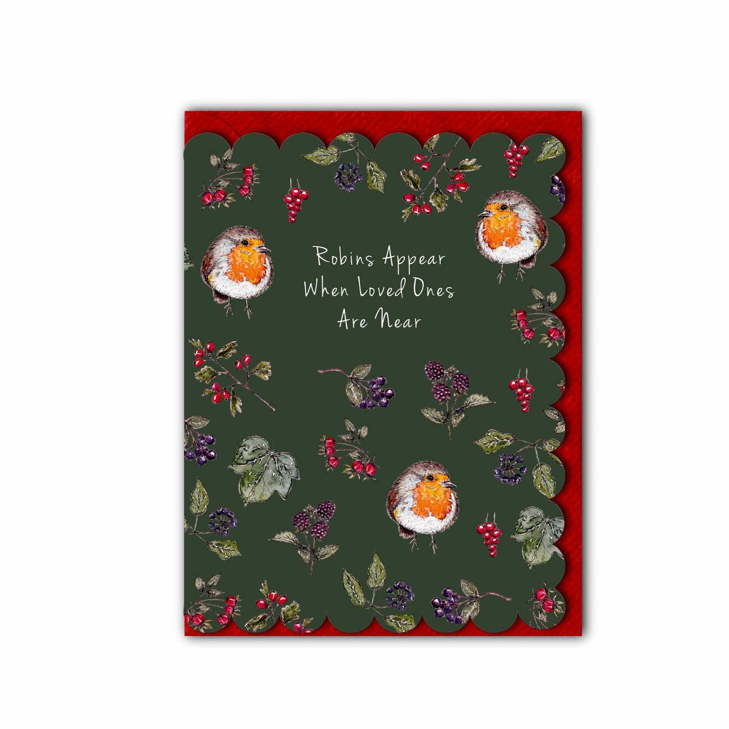 NEW! Robins Appear (Dark Green) Card (Cello-Free) (available for dispatch from August 2026)