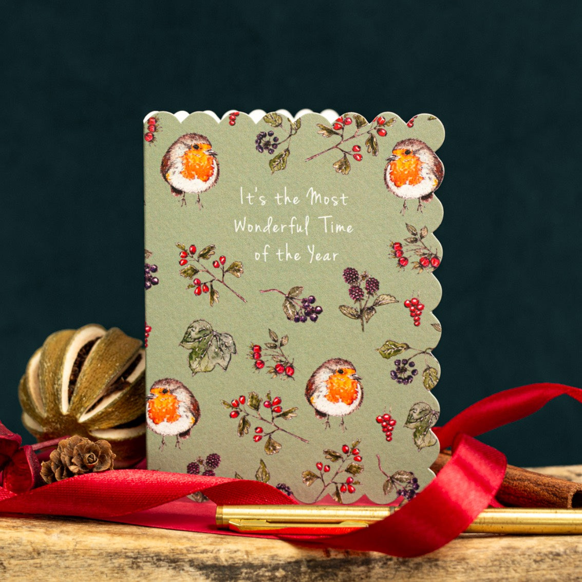 NEW! Most Wonderful Time (Sage Green) Card (Cello-Free) (available for dispatch from August 2026)