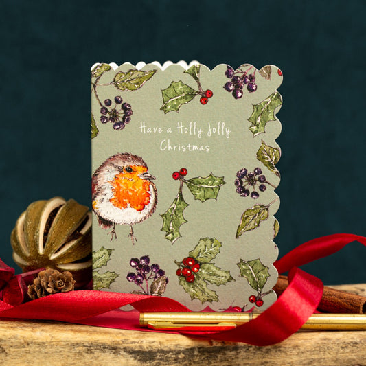 NEW! Holly Jolly Christmas (Sage Green) Card (Cello-Free) (available for dispatch from August 2026)