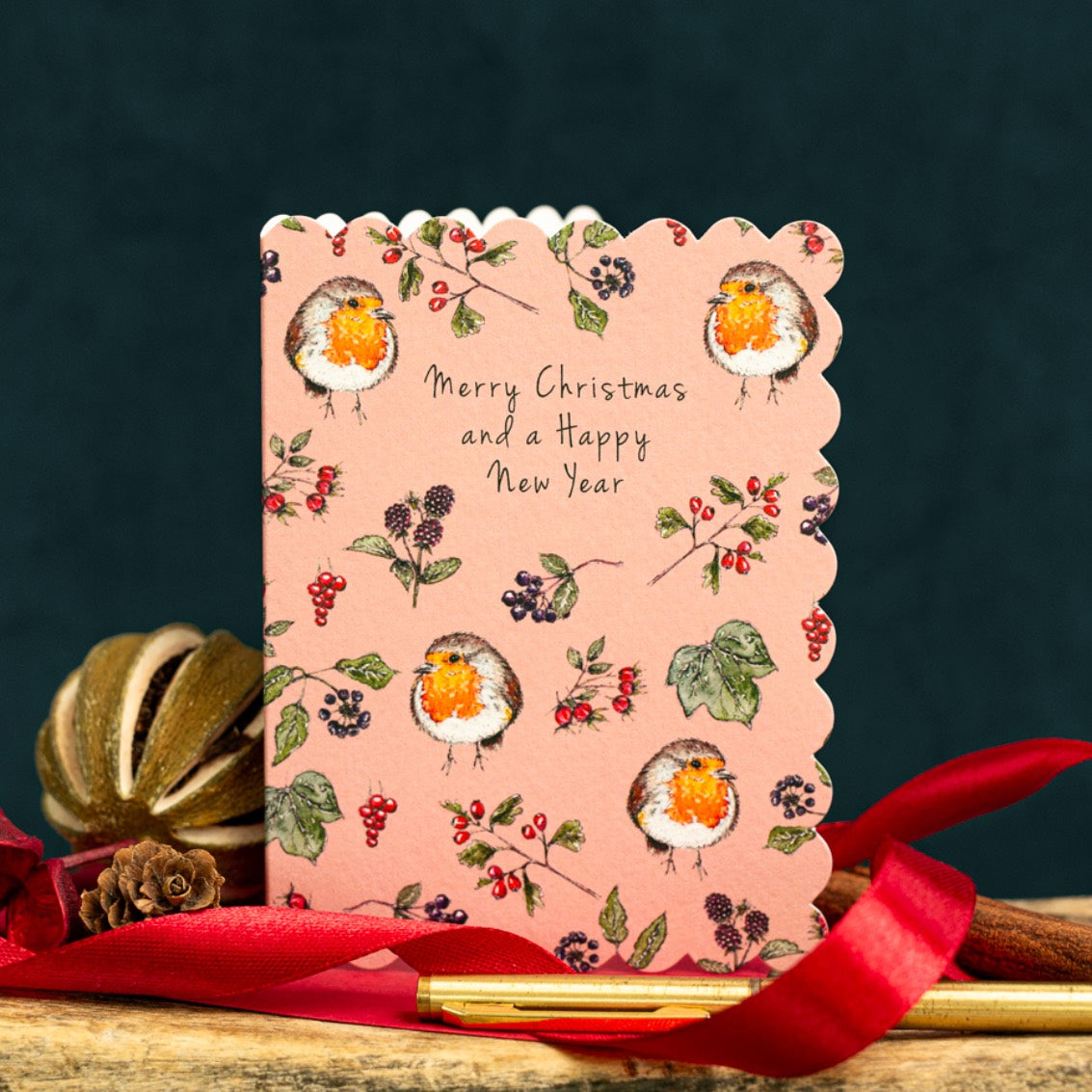 NEW! Christmas & New Year (Pink) Card (Cello-Free) (available for dispatch from August 2026)