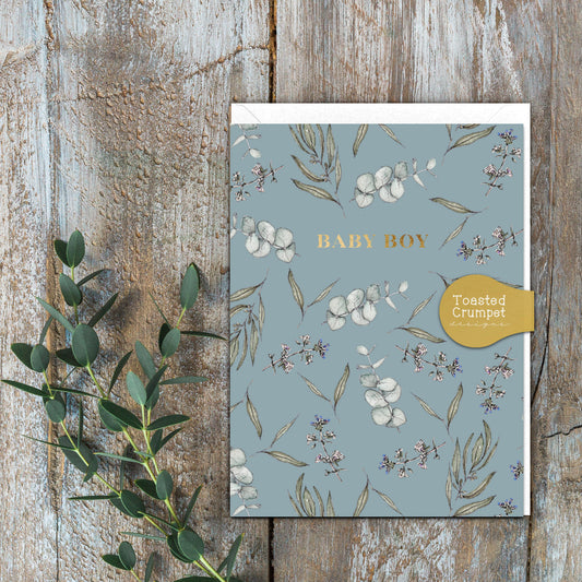 Baby Boy (Eucalyptus) Card (Cello-Free)