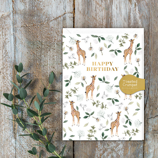 Happy Birthday (Giraffe) Card (Cello-Free)