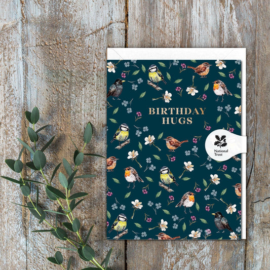Birthday Hugs (Garden Birds Noir) Card (Cello-Free)