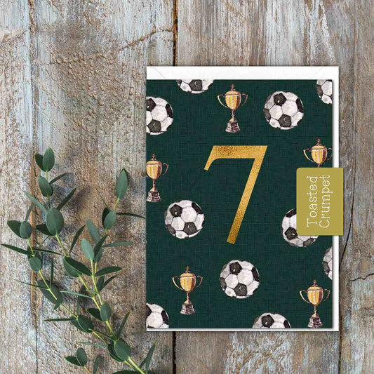 "Seven" Birthday Milestone (Football) Card (Cello-Free)