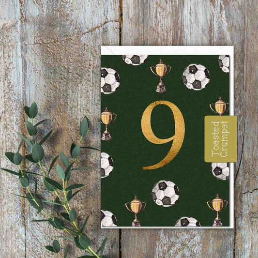 "Nine" Birthday Milestone (Football) Card (Cello-Free)