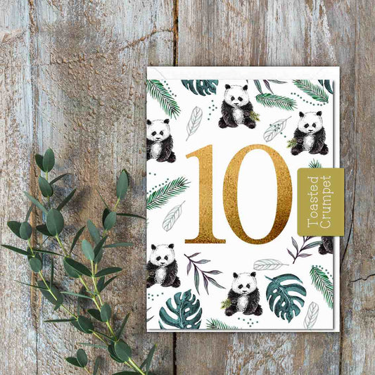 "Ten" Birthday Milestone (Panda) Card (Cello-Free)