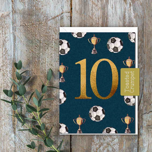 "Ten" Birthday Milestone (Football) Card (Cello-Free)