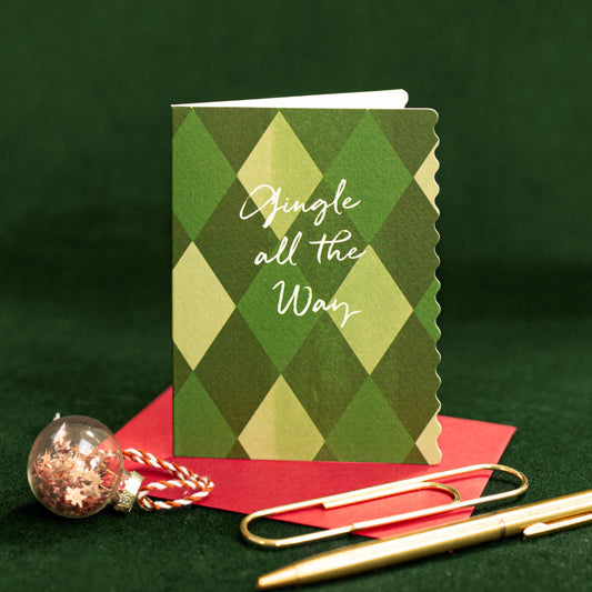 NEW! Gingle all the Way (Harlequin) Card (Cello-Free) (available for dispatch from August 2026)