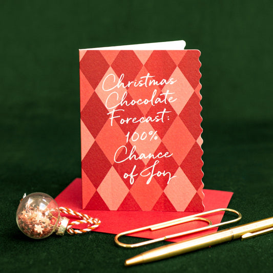 NEW! Christmas Chocolate Forecast (Harlequin) Card (Cello-Free) (available for dispatch from August 2026)
