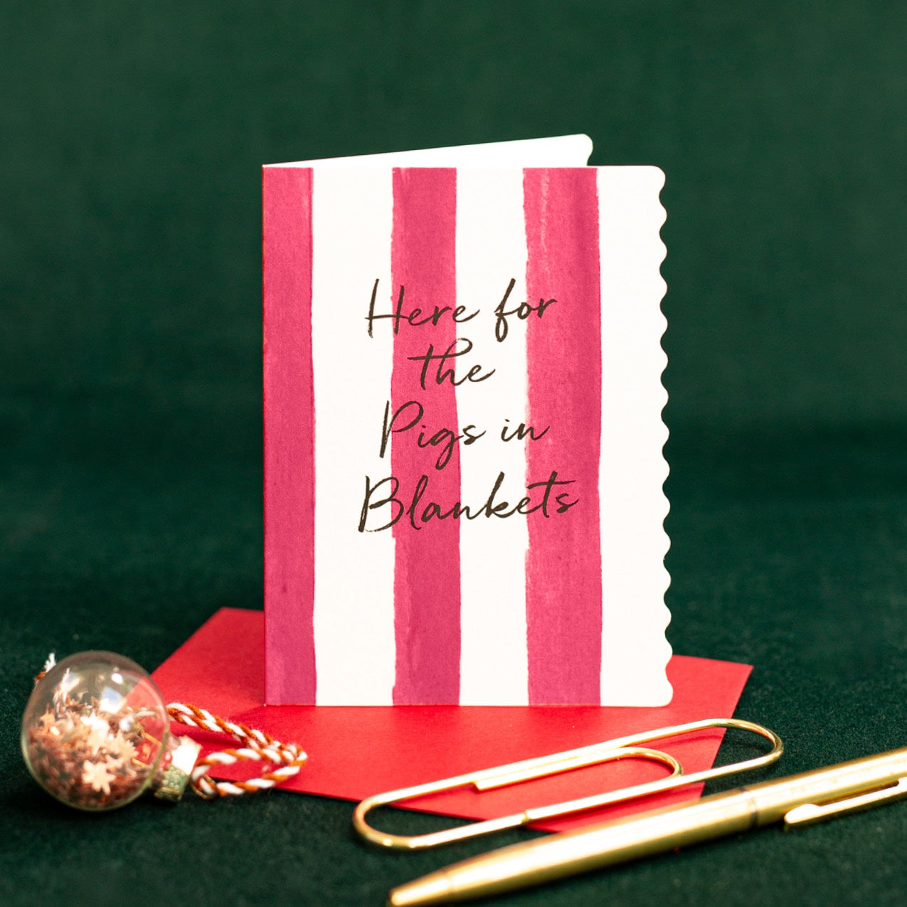 NEW! Pigs in Blankets (Stripes) Card (Cello-Free) (available for dispatch from August 2026)