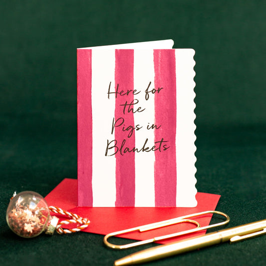 NEW! Pigs in Blankets (Stripes) Card (Cello-Free) (available for dispatch from August 2026)