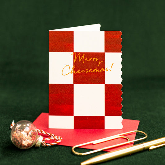 NEW! Merry Cheesemas (Checkerboard) Card (Cello-Free) (available for dispatch from August 2026)