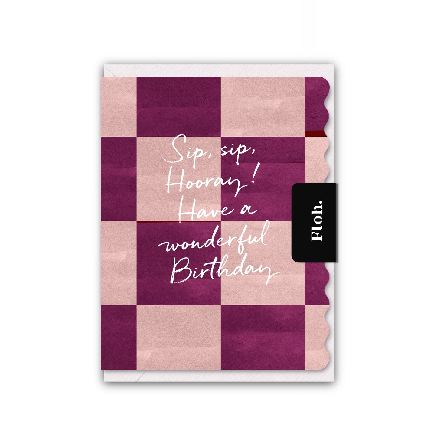 NEW! Sip Sip Hooray (Paloma Noir Checkerboard) Card (Cello-Free) (available for dispatch from Jan 2026)