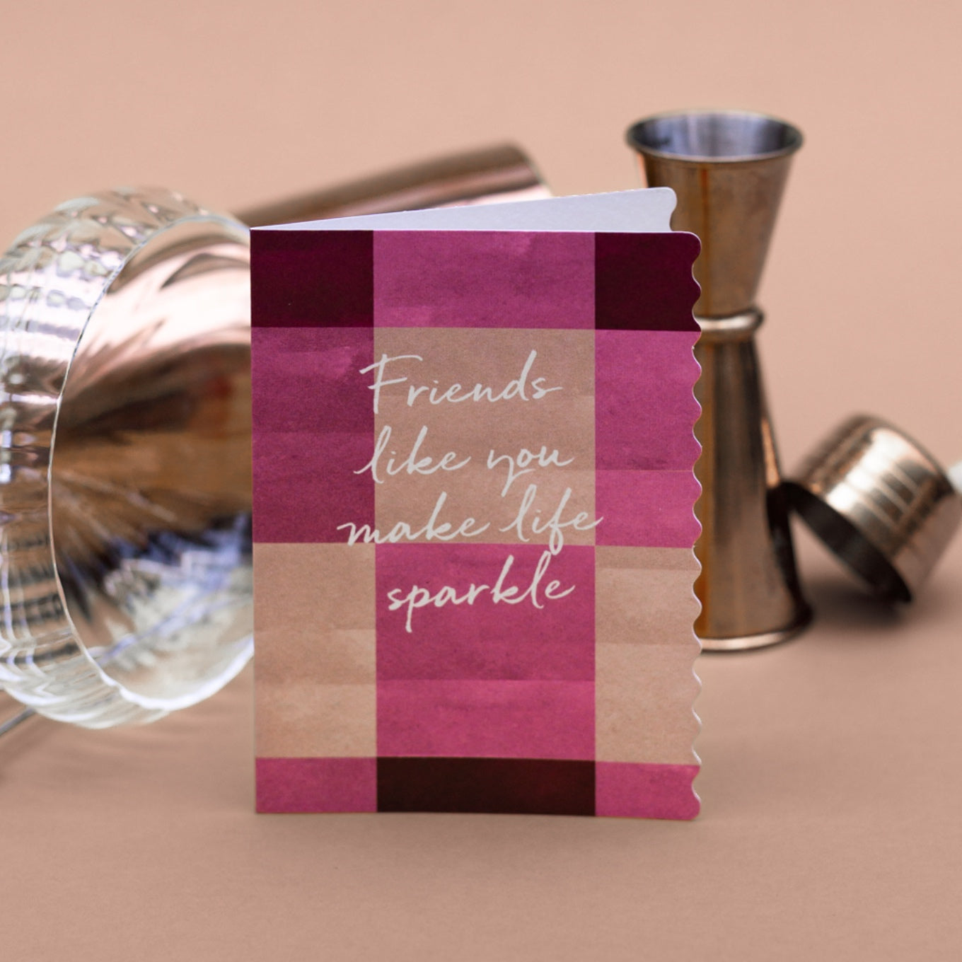 NEW! Friends like you Make Life Sparkle (Spritz Noir Checkerboard) Card (Cello-Free)