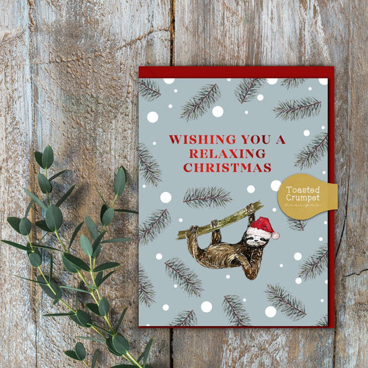 Relaxing Christmas (Sloth) Card (Cello-Free)