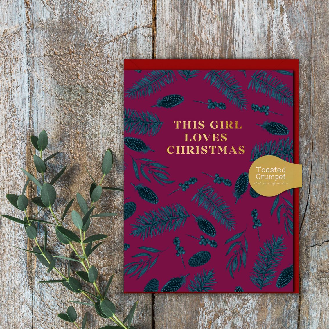 This Girl Loves Christmas Card (Cello-Free)