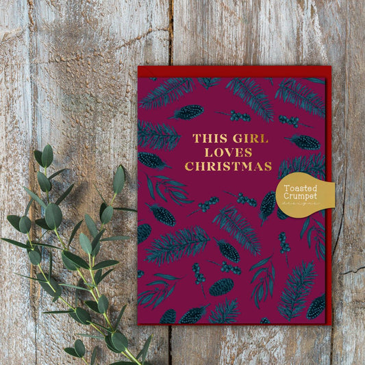 This Girl Loves Christmas Card (Cello-Free)