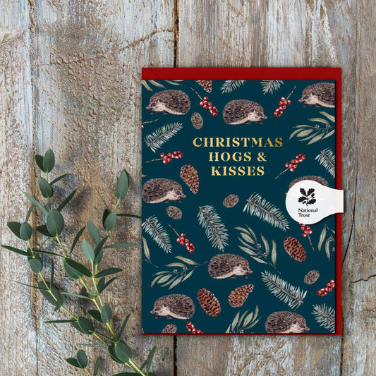 Christmas Hogs & Kisses (Hedgehog) Card (Cello-Free)