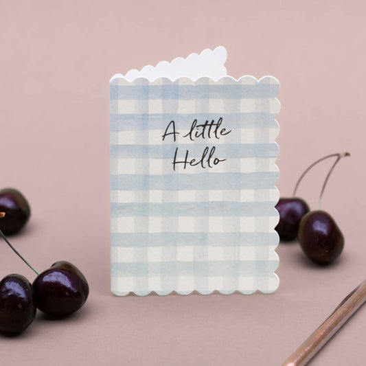 NEW! A Little Hello (Sky Blue Gingham) Card (Cello-Free)