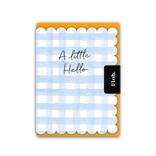 NEW! A Little Hello (Sky Blue Gingham) Card (Cello-Free)