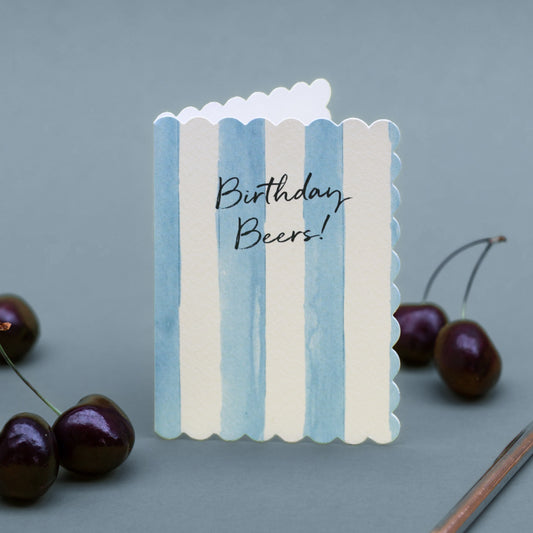 NEW! Birthday Beers (Blue Stripes) Card (Cello-Free)