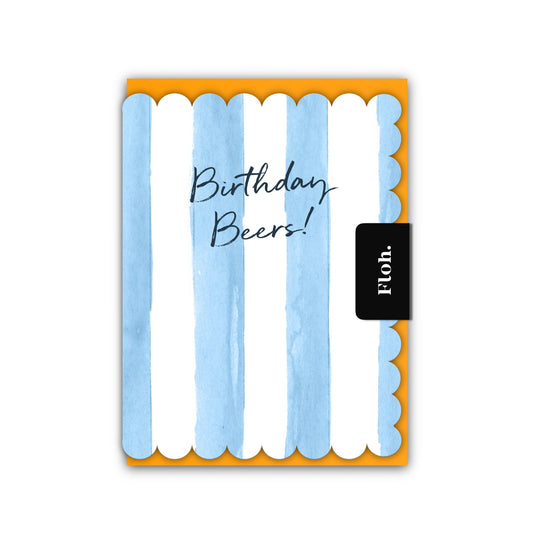 NEW! Birthday Beers (Blue Stripes) Card (Cello-Free)