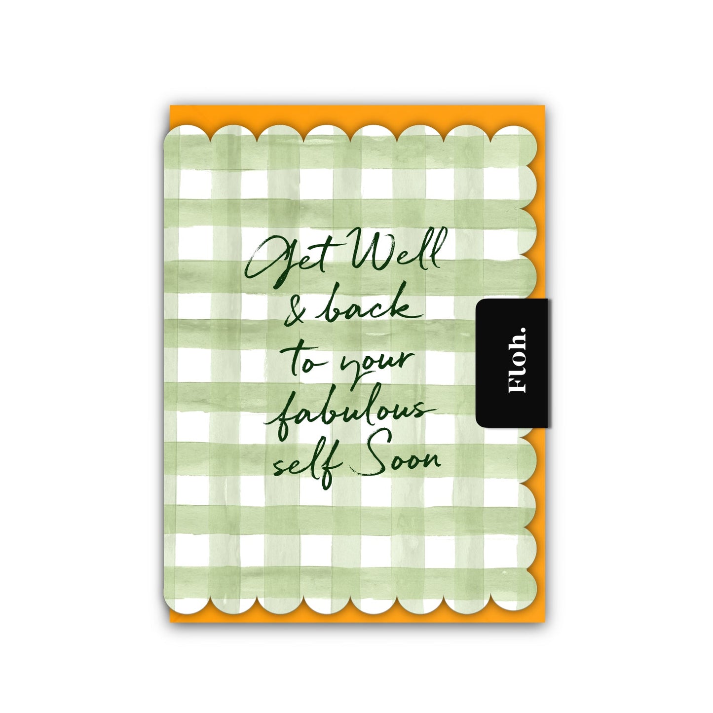 NEW! Get Well & Back to your Wonderful Self (Olive Gingham) Card (Cello-Free) (available for dispatch from Jan 2026)