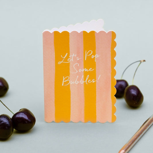 NEW! Lets Pop some Bubbles (Peach & Lemon Stripes) Card (Cello-Free)