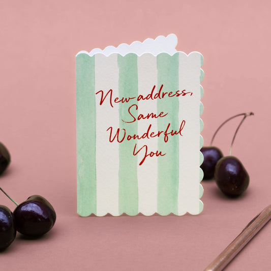 NEW! New Address, same Wonderful You (Mint Stripes) Card (Cello-Free)