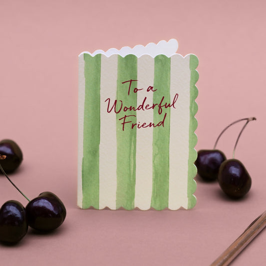 NEW! To A Wonderful Friend (Olive Stripes) Card (Cello-Free)