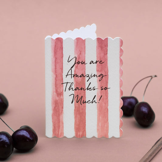 NEW! You are Amazing, Thanks So Much (Pink Stripes) Card (Cello-Free)
