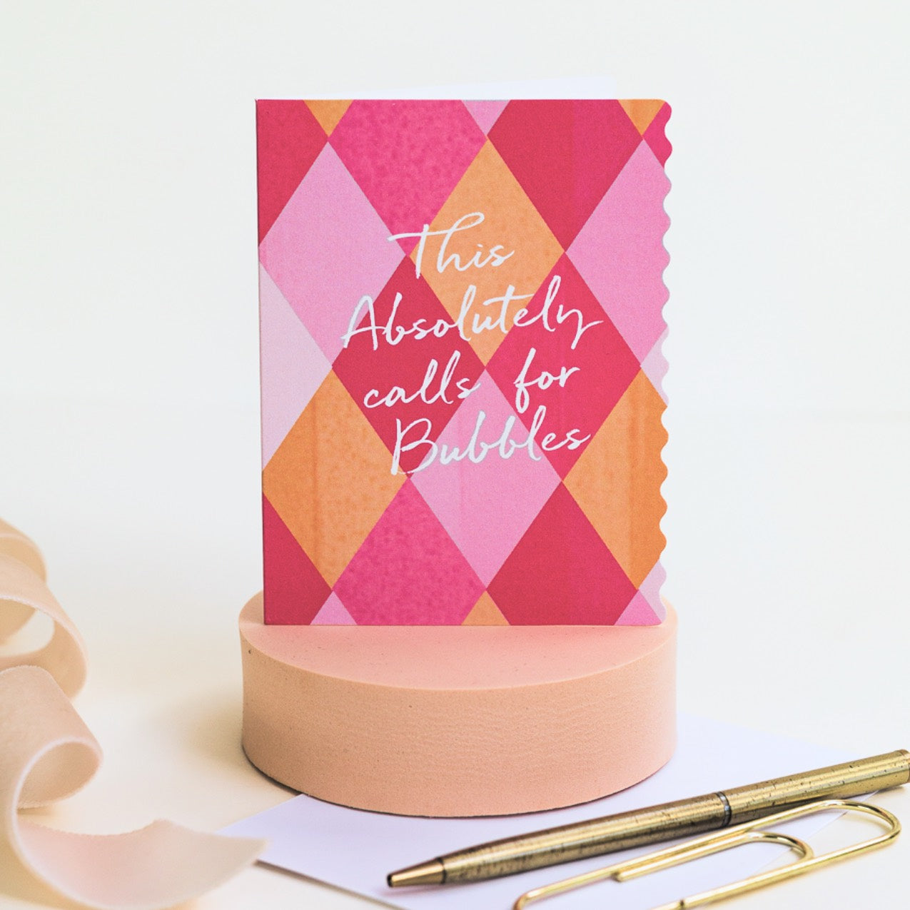 NEW! Absolutely calls for Bubbles (Harlequin) Card (Cello-Free)