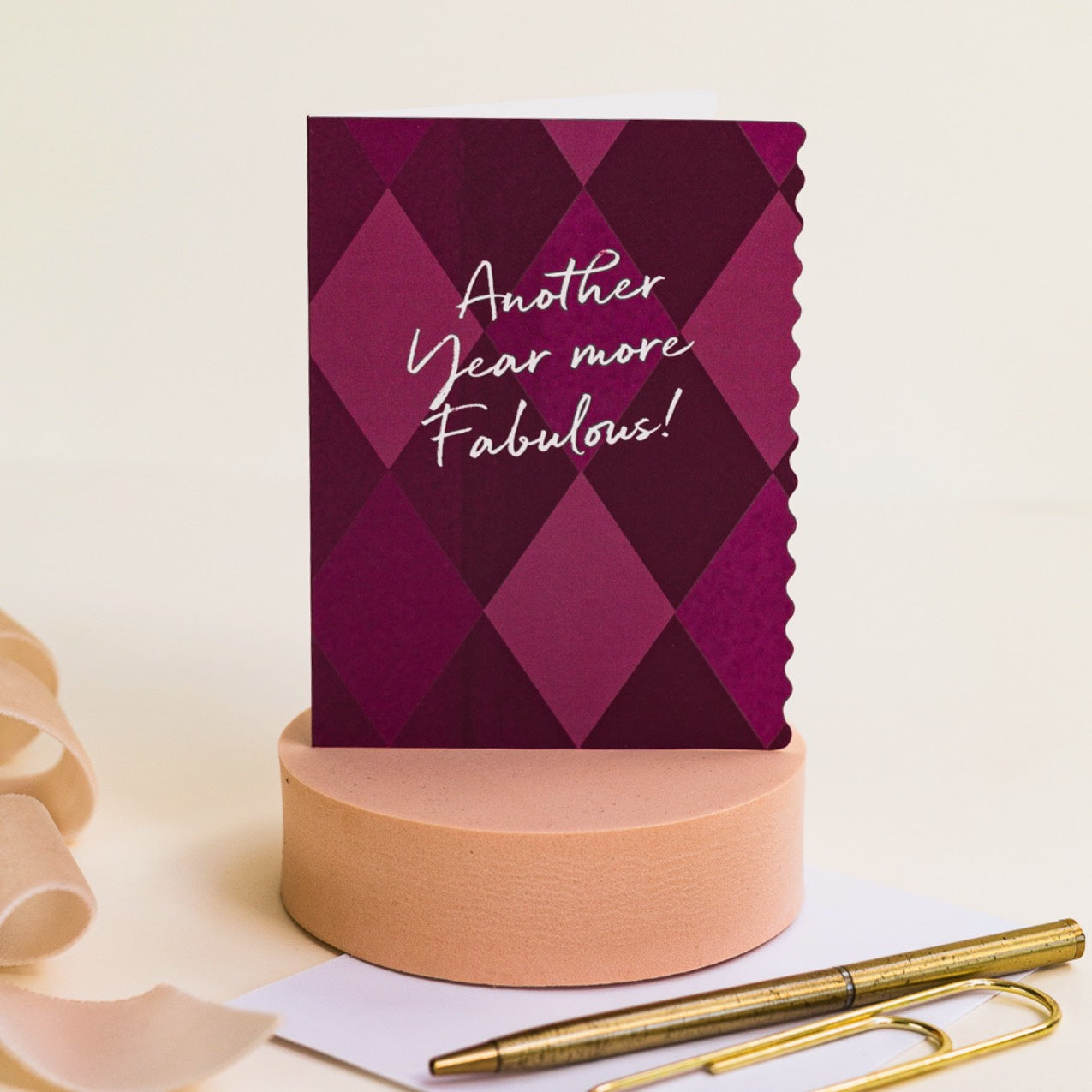 NEW! Another Year more Fabulous (Harlequin) Card (Cello-Free)
