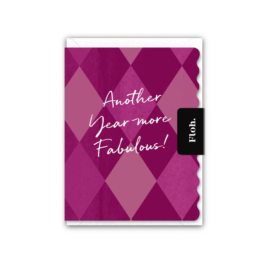 NEW! Another Year more Fabulous (Harlequin) Card (Cello-Free) (available for dispatch from July 2026)