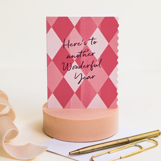 NEW! Another Wonderful Year (Harlequin) Card (Cello-Free)