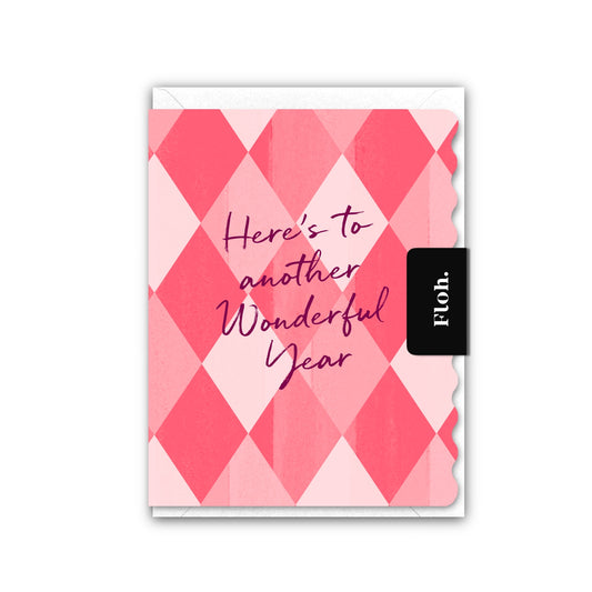 NEW! Another Wonderful Year (Harlequin) Card (Cello-Free) (available for dispatch from July 2026)