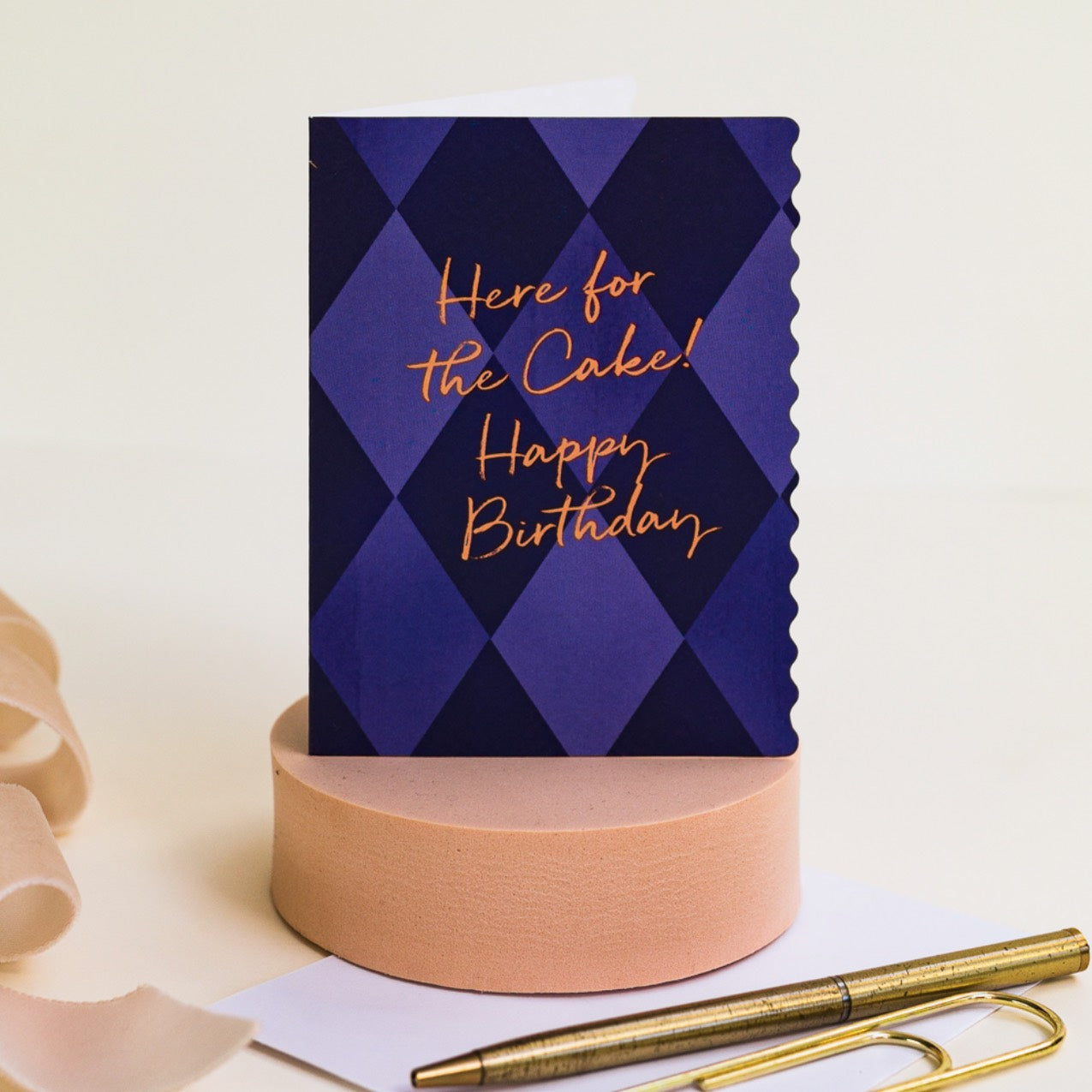 NEW! Here for the Cake (Harlequin) Card (Cello-Free)