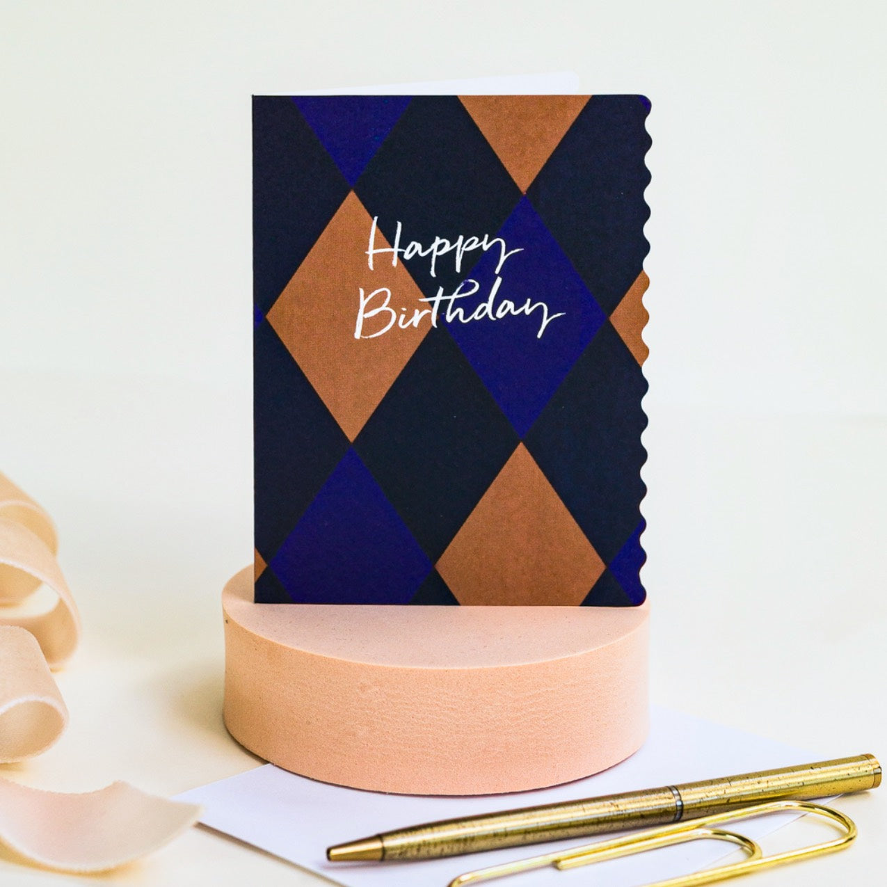NEW! Happy Birthday (Harlequin) Card (Cello-Free)