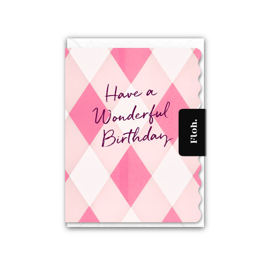 NEW! Wonderful Birthday (Harlequin) Card (Cello-Free) (available for dispatch from July 2026)