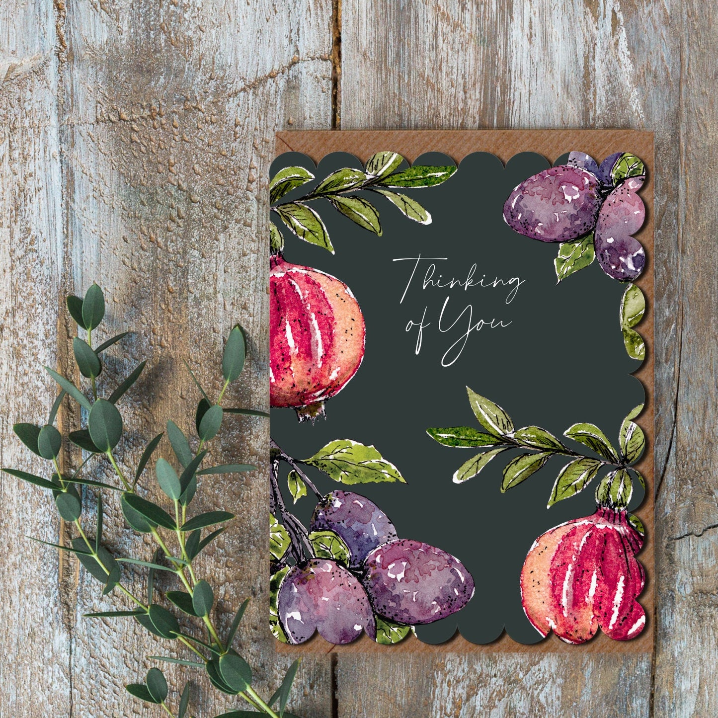 NEW! Thinking of You (Pomegranate & Plum Noir) Card (Cello-Free) (available for dispatch from Jan 2026)