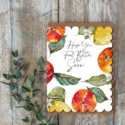 NEW! Hope you Feel better Soon (Peach & Lemon Pure) Card (Cello-Free)