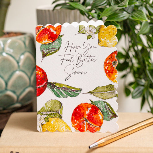 NEW! Hope you Feel better Soon (Peach & Lemon Pure) Card (Cello-Free)