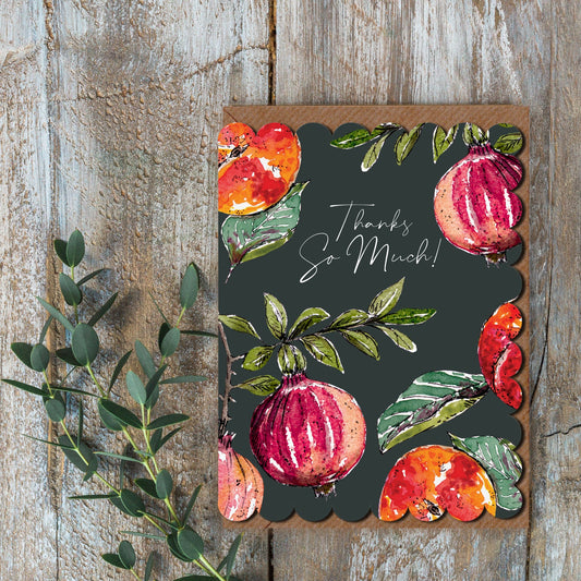 NEW! Thanks so Much (Pomegranate & Peach Noir) Card (Cello-Free)