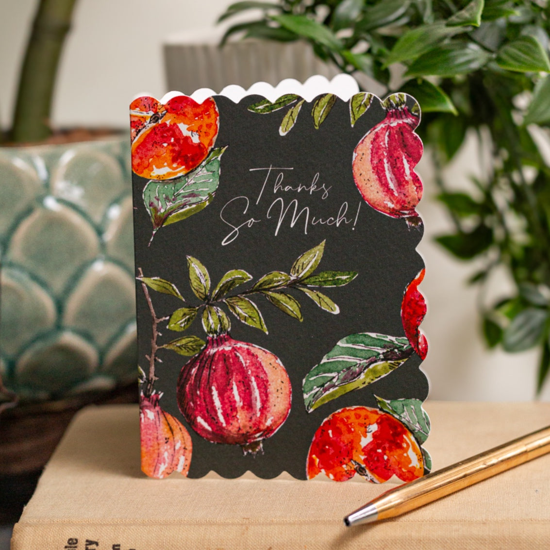NEW! Thanks so Much (Pomegranate & Peach Noir) Card (Cello-Free)