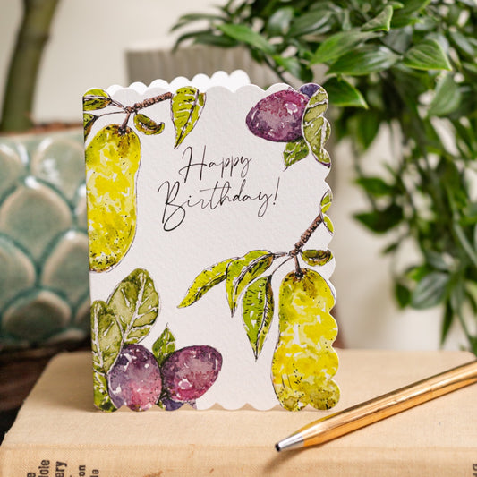 NEW! Happy Birthday (Pear & Plums Pure) Card (Cello-Free)