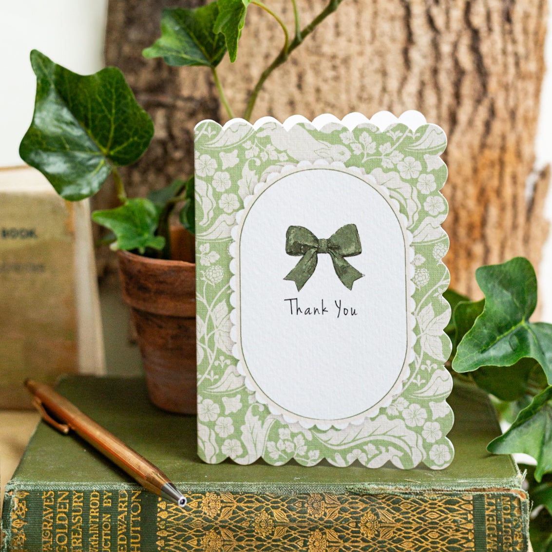 NEW! Thank You (The Vegetable Thief Sage Green) Card (Cello-Free)