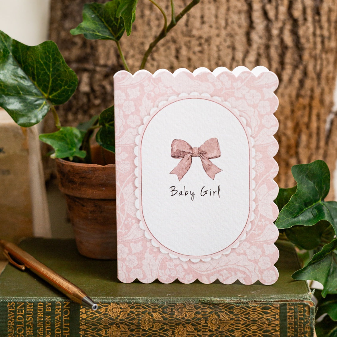NEW! Baby Girl (The Vegetable Thief Pink) Card (Cello-Free)