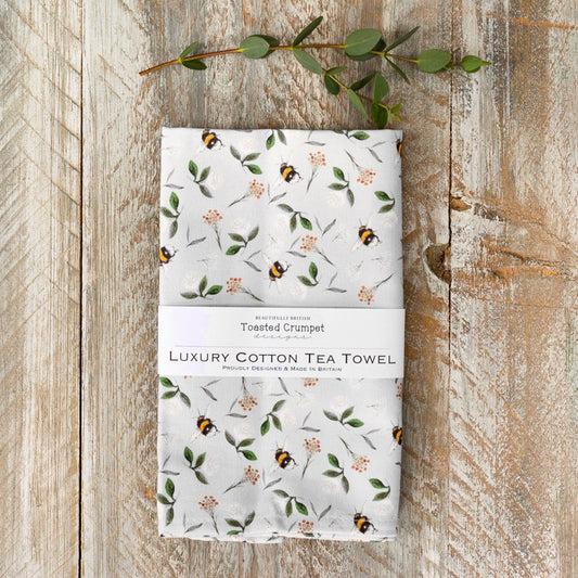 Bees (Duck Egg Blue) Tea Towel