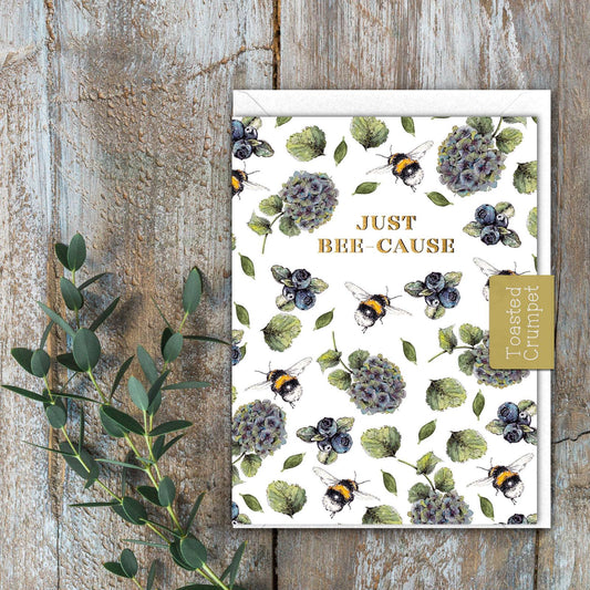 Just Bee-Cause (Hydrangea & Bee Pure) Card (Cello-Free)