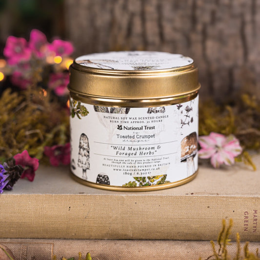 Wild Mushroom & Foraged Herbs Candle in a Matt Gold Tin